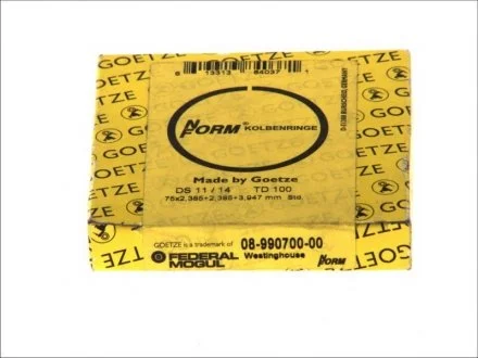 Кільця поршневі (1cyl) WESTINGHOUSE COMPRESSOR SCANIA TR D 75.0 (2.38/2.38/3.95) GO GOETZE 08-990700-00