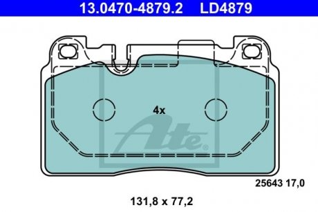 Комплект тормозных колодок, дисковый тормоз CERAMIC ATE 13.0470-4879.2