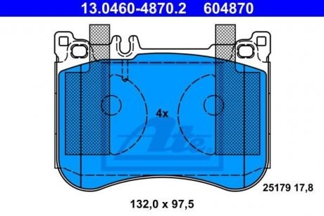 Комплект тормозных колодок, дисковый тормоз ATE 13.0460-4870.2 (фото 1)