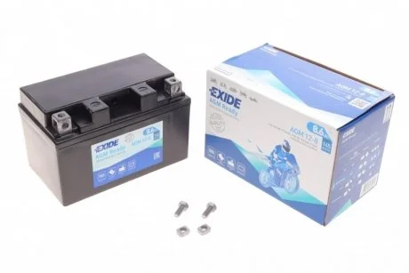 Аккумуляторная батарея 8.6Ah/145A (150x87x93/+L/B0) (AGM) (мото) EXIDE AGM12-8