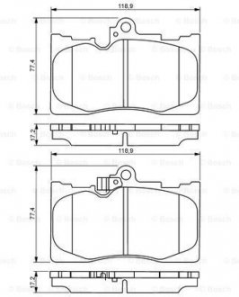 Комплект тормозных колодок, дисковый тормоз BOSCH 0986494252 (фото 1)