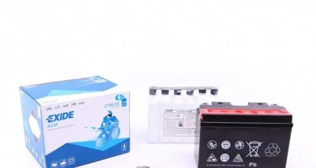 Аккумуляторная батарея 8Ah/110A (150x70x105/+L/B0) (AGM) (мото) (сухозаряженный) EXIDE ET9B-BS