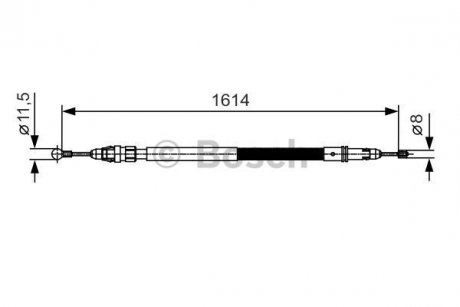Трос ручника (задній) Fiat Scudo/Peugeot Expert 1.6/2.0 D 07- (1614/1468mm) BOSCH 1987482007 (фото 1)