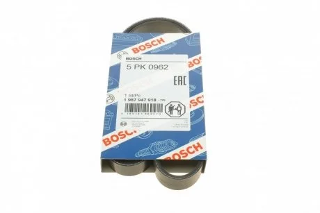 Ремень генератора Fiat Ducato 1.9D/TD/Peugeot 106 1.5D 94-04/Mitsubishi Lancer 1.3 98-04 (5PK962) BOSCH 1987947918