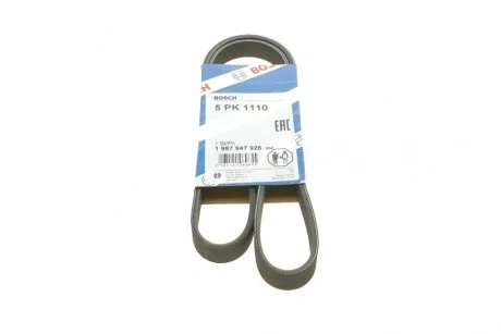Ремінь генератора поліклиновий Renault Kangoo 1.4i 98-/ 1.6i 02- (5PK1110) BOSCH 1987947926