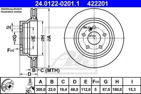Гальмівний диск 422201 / ATE 24.0122-0201.1 (фото 1)