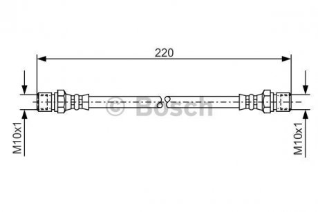 Шланг гальмівний (задній) Daewoo Lanos 1.3/1.5/1.6 97- (d=180mm) BOSCH 1987476090