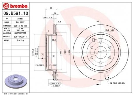 Гальмівний диск BM BREMBO 09.B591.10 (фото 1)