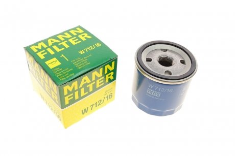 Фильтр масляный Fiat Doblo 1.2 00-03/Punto 1.8 99-12/Bravo 1.8GT/2.0HGT 95-01 MANN W 712/16 (фото 1)