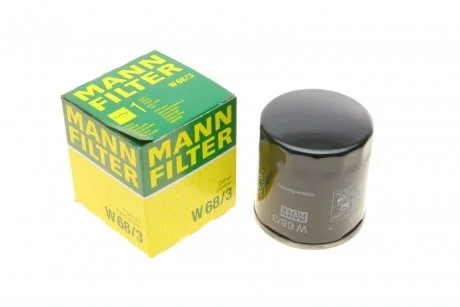 Фільтр масляний Toyota Corolla 1.3-1.8 89-/Camry 1.8-2.2 83-01/Peugeot 108 1.0VTi/Lexus NX 2.0 14- MANN W 68/3