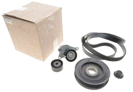 Комплект ременя генератора Trafic 2.0dCi 06- (7PK1975) (шків+Ролик+натяжник+ремінь) RENAULT 7701477344