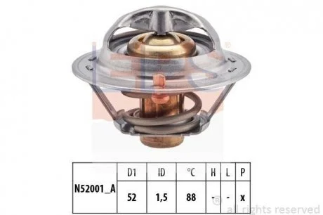 Термостат 88°C Honda Civic I Kia Sephia, Shuma, Shuma II Mazda 121 I, 121 II, 323 C V, 323 F V, 323 F VI, 323 II 1.1-3.0 05.80-12.07 EPS 1.880.266S
