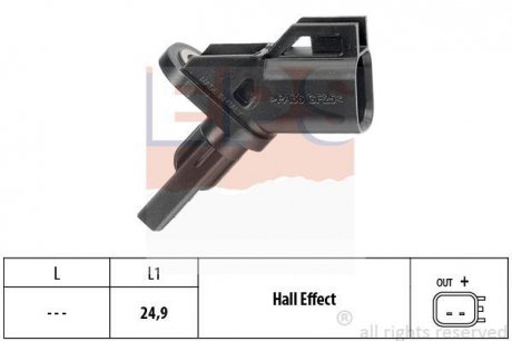 Датчик ABS перед. FORD FOCUS II, GALAXY, KUGA I, MONDEO IV, S-MAX VOLVO C30, C70 II, S40 II, V50 1.4-2.5 10.03- EPS 1.960.001