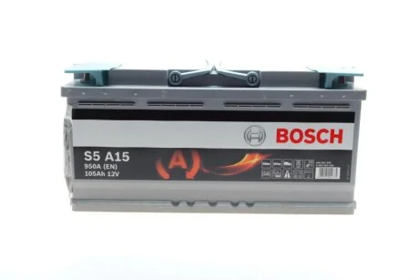 Акумулятор S5 AGM 105Ah, EN 950 правий "+" 393x175x190 (ДхШхВ) с-ма START-STOP BOSCH 0 092 S5A 150