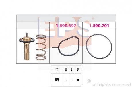 Термостат вставка в корпус Ford C-max II/Focus III/Kuga/Mondeo IV/Volvo S60/S80/V70 1.6 2010- EPS 1.880.826