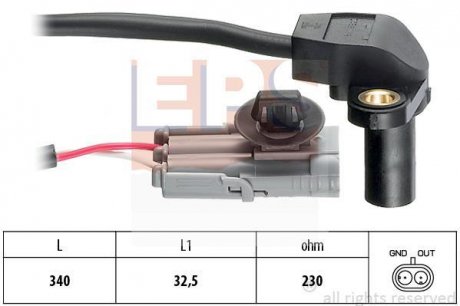 Датчик положення к/вала Renault Avantime, Espace IV, Laguna II, Megane II, Vel Satis 03.01- EPS 1.953.328 (фото 1)