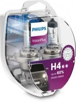 Сервісний набір:: 12 [В] (к-кт 2шт) H4 VisionPlus 60/55W цоколь P43t-38 Special + 60% світла PHILIPS 12342 VP S2