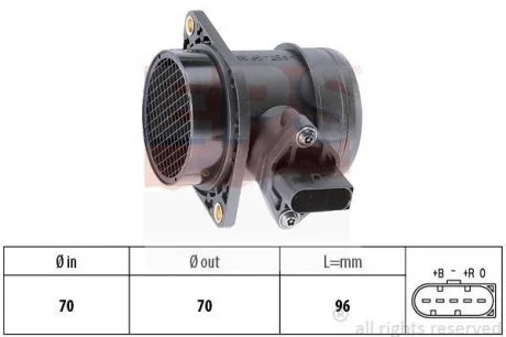 Росходомір повітря VAG: A3/A4/Bora/Golf IV/Polo/Sharan/Fabia EPS 1.991.284