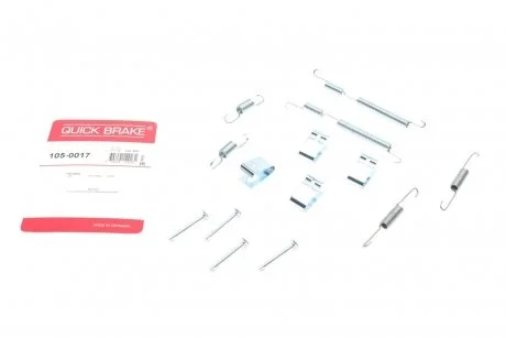 Монтажний набір гальмівної колодки (MANDO) HYUNDAI GETZ, I10 I, I20 I OPEL AGILA 1.0-1.6D 09.02- QUICK BRAKE 105-0017