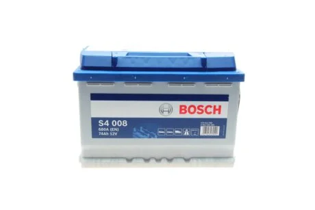 Акумулятор S4 Silver 74Ah, EN 680 правий "+" 278х175х190 (ДхШхВ) BOSCH 0 092 S40 080