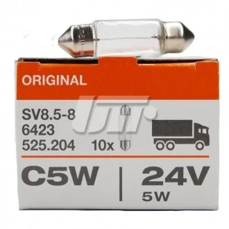 Лампочка Standard допоміжна C5W (10 шт, 24 В, 5 Вт, тип гнізда: SV8,5-8) OSRAM 6423