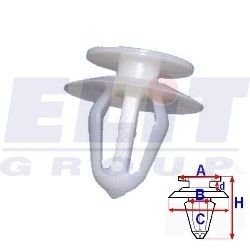 Клипса обивки двери (к-т:10 шт) размер:A = 12,6mm/B = 7,3mm/C = 16,8mm/d = 2,9mm/H = 18,2mm ELIT R 603011