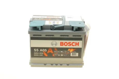 Акумулятор S5 AGM 60Ah, EN 680 правий "+" 242x175x190 (ДхШхВ) с-ма START-STOP BOSCH 0 092 S5A 050