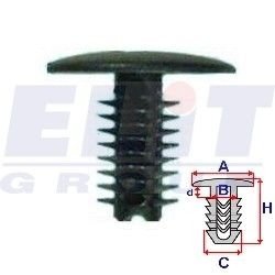 Клипса обивки двери (к-т:10 шт) размер:A = 19,1mm/B = 4,3mm/C = 6,2mm/d = 5,2mm/H = 18mm ELIT R 10147