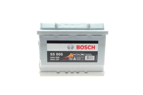 Акумулятор S5 Silver Plus 63Ah, EN610 правий "+" 242x175x190 (ДхШхВ) BOSCH 0 092 S50 050