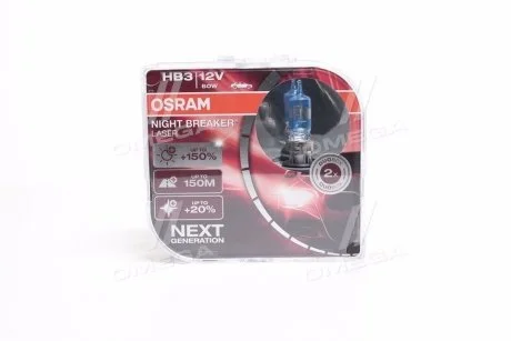 Лампа фарная HB3 60W 12V P20D NIGHT BREAKER LASER next generation (+150) компл. (пр-во) OSRAM 9005NL-HCB