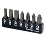 Набір біт 1/4" 7од. (SL: 4*0.5, 5.5*1, 6.5*1.2; PH1, PH2; PZ1, PZ2) TOPTUL Toptul GAAV0704 (фото 1)