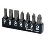 Набір біт 1/4" 7од. (SL: 4*0.5, 5.5*1, 6.5*1.2; PH1, PH2; PZ1, PZ2) TOPTUL Toptul GAAV0704