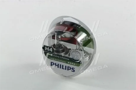 Лампа накаливания H4 12V 60/55W P43t-38 LongerLife Ecovision 2шт (пр-во Philips) PHILIPS 12342LLECOS2