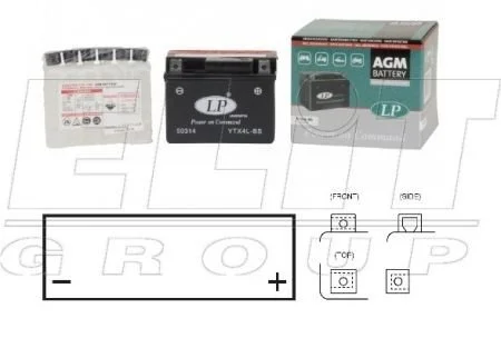 12V,3Ah,д. 114, ш. 71, в.89, электролит в к-те, вес 1,5 кг LP BATTERY YTX4L-BS