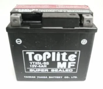 12V 4Ah,д. 114, ш. 71, в. 106, электролит в к-те, вес 3,5 кг TOPLITE YTX5L-BS