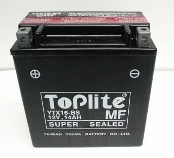 12V,14Ah,д. 150, ш. 87, в.161, электролит в к-те, вес 4,7 кг TOPLITE YTX16-BS