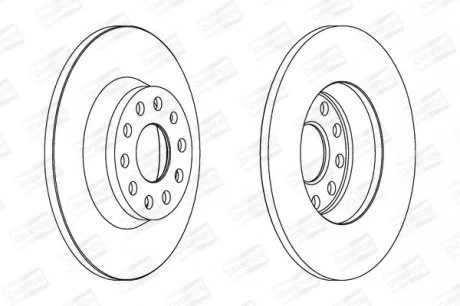 Диск гальмівний задній (кратно 2) Audi A3 (04-09)/ Skoda Octavia II/ VW Passat (B6,B7), Golf (V,VI) CHAMPION 562258CH
