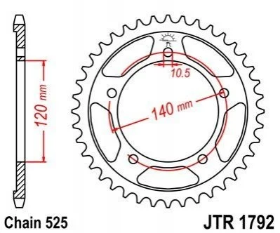 Звезда 45зуб. GSX-R600`01/750?06/Tri TT600, JTR1792-45 JT MOTO 113-552-45 (фото 1)