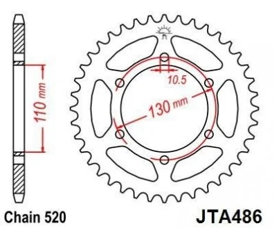 Легкосплав. звезда для 520 цепи - 48зуб. R6`03-/R1 520 JT MOTO 110-465-48