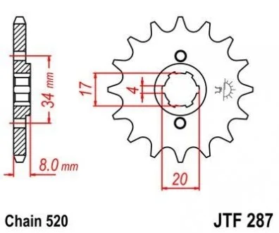 Передняя звезда 14зуб. XL350R/CB250Nighthawk/Twofift JT MOTO 101-423-14