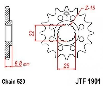 Передняя звезда 14зуб. KTM EXC125/200/360 SX360/450F JT MOTO 105-411-14