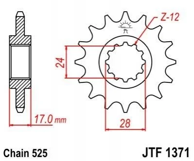 Передняя звезда 15зуб. CBR600`97-98/CBF600/Hornet600 JT MOTO 101-551-15 (фото 1)