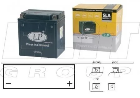 12V,30Ah,д. 166, ш. 126, в. 173, залит, вес 9,8 кг LP BATTERY MB YTX30L