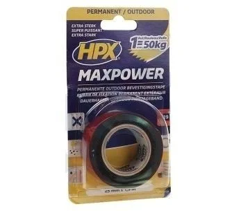 Стрічка двохстороння MAXPOWER 25мм х 1,5м чорна (блістер) HPX OT2502S