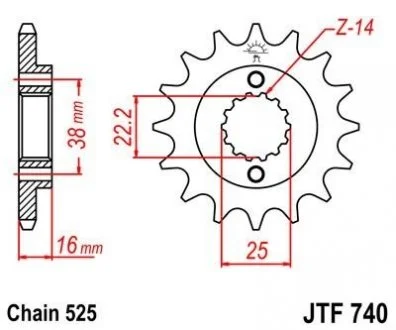 Передняя звезда 15зуб. Ducati 749/916/944/992/996 JT MOTO 105-551-15
