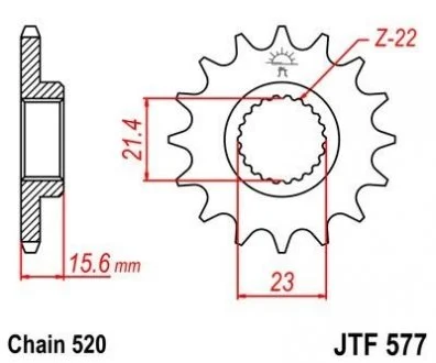Передняя звезда 15зуб. XT500/600/TT600/SZR&XTZ660 JT MOTO 102-481-15