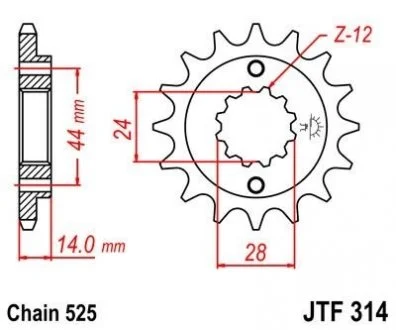 Передняя звезда 16зуб. XRV750 Africa Twin ?90-03 JT MOTO 101-552-16