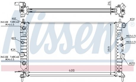 Радиатор OP VECTRA B(95-)2.5 i V6 24V(+)[OE 1300 161] NISSENS 63078