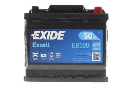 Акумуляторна батарея 50Ah/450A (207x175x190/+R/B13) Excell EXIDE EB500