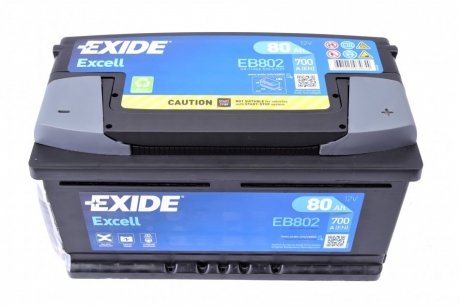 Аккумулятор 80Ah-12v EXCELL(315х175х175),R,EN700 !КАТ. -10% EXIDE EB802 (фото 1)
